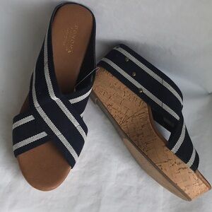 Sonoma Cork Wedge Cross Stretch Straps Comfy Sz 10